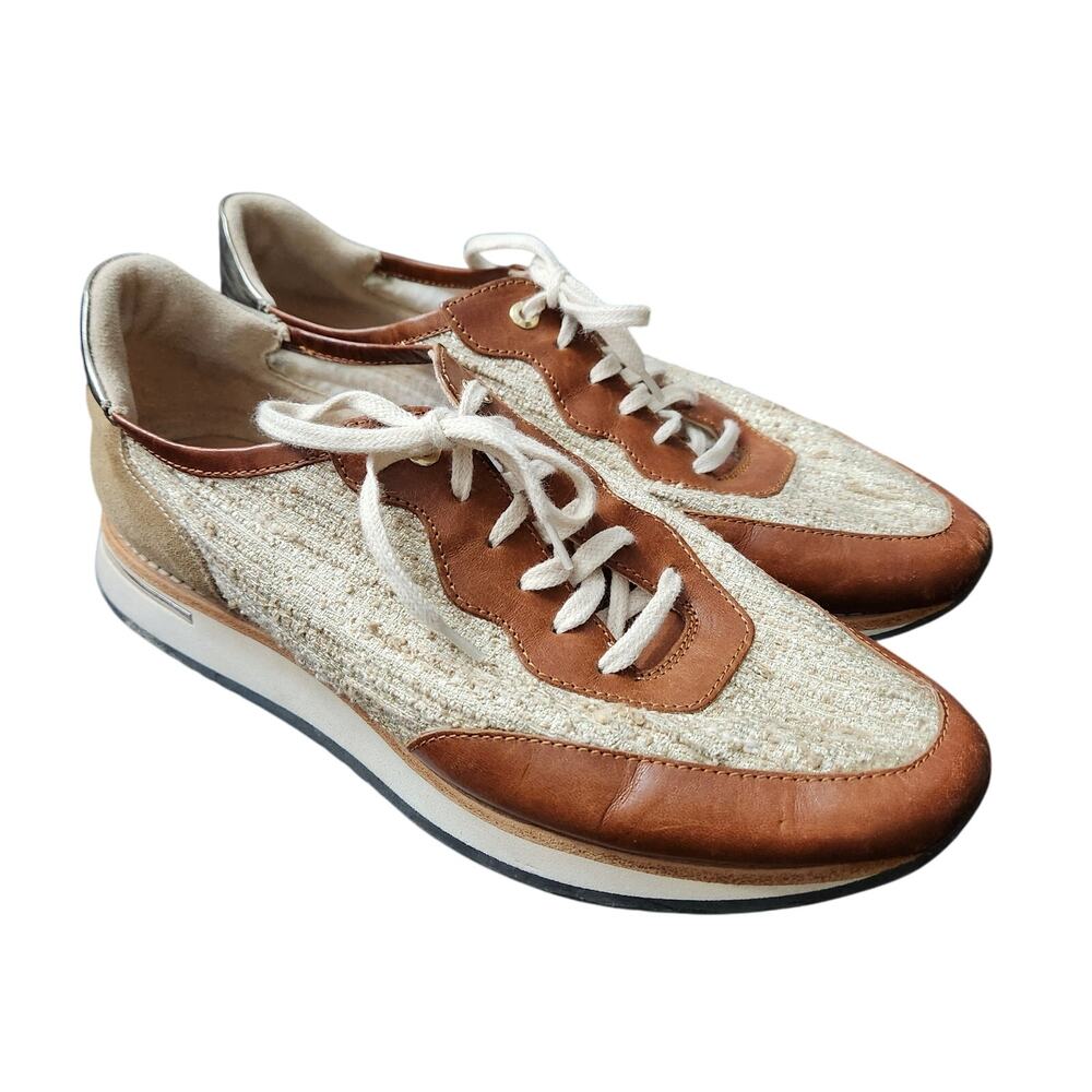 Aquatalia Nahla Leather Tweed Sneaker Size 9